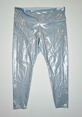 Old Navy Go-Dry PowerSoft Women Plus Leggings Silver Metallic Extra High-Rise 3X