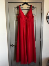 Azazie Maren Bridesmaid A-Line Pleated Chiffon Dress Size A16 Color Scarlet Red