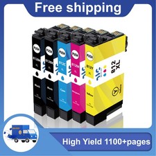 5-Pack 812XL T812XL Ink Cartridges For Epson WorkForce WF-7820 WF-7310 EC-C7000