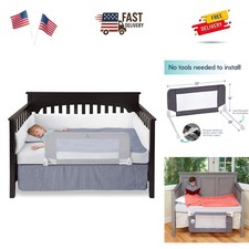 Convertible Crib Bed Rail for Toddlers, Crib Rail Guard with Reinforced Ancho...