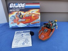 GI Joe Devilfish 1986 With Box & 2 Figs Beachhead & Wetsuit Missing 1 Missile