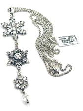 Brighton Winter's Miracle Trio Snowflake Crystal Necklace  NWT $118