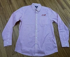 Cutter & Buck Red/White Plaid Budweiser Long Sleeve Shirt Men's Large Easy Care