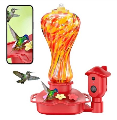 Smart Glass Hummingbird Feeder with Camera
