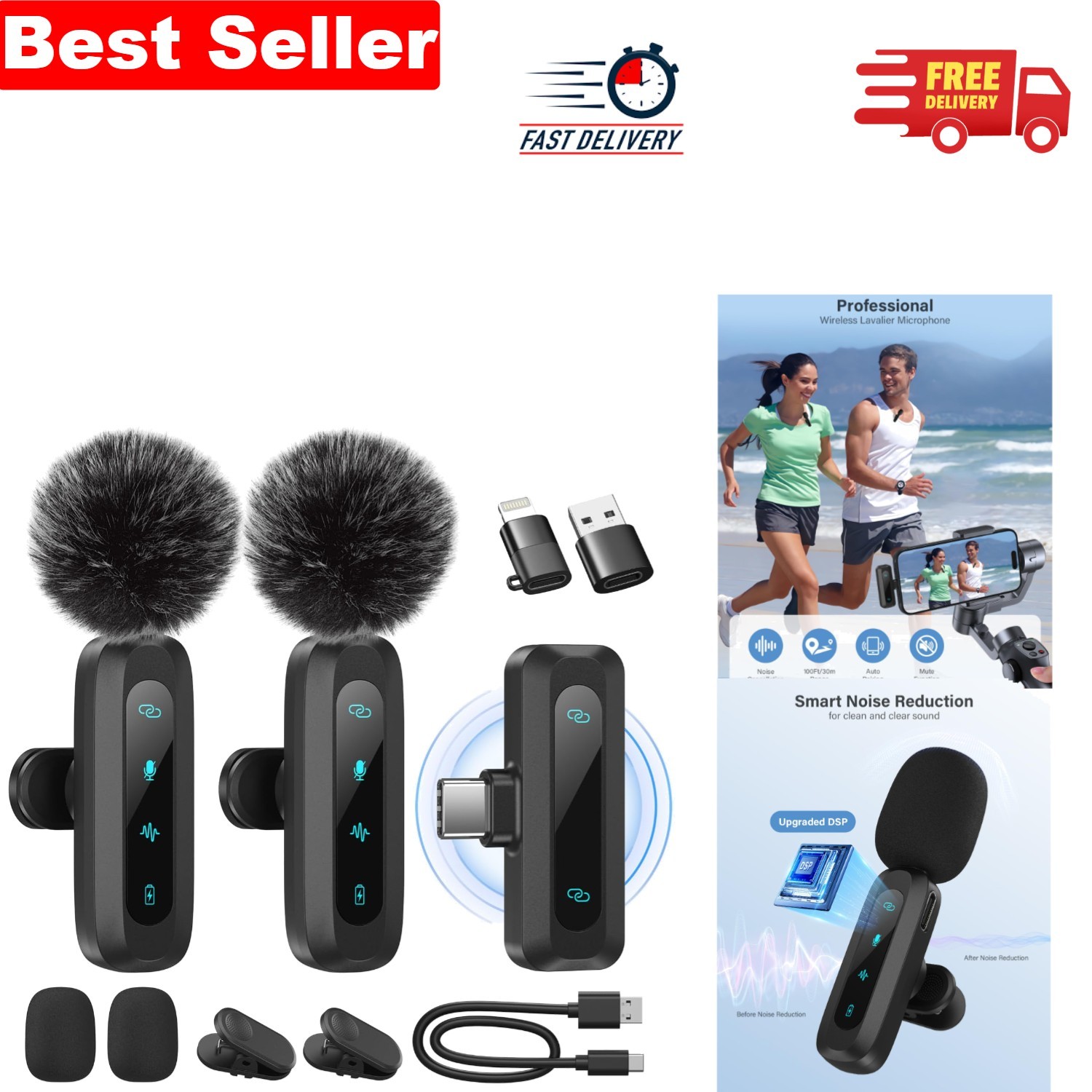 Compact Wireless Lavalier Microphone for Video & Sound Recording - User Friendly