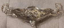 ANTIQUE ART NOUVEAU METAL CENTERPIECE BASKET WITH FLORAL DECORATIONS