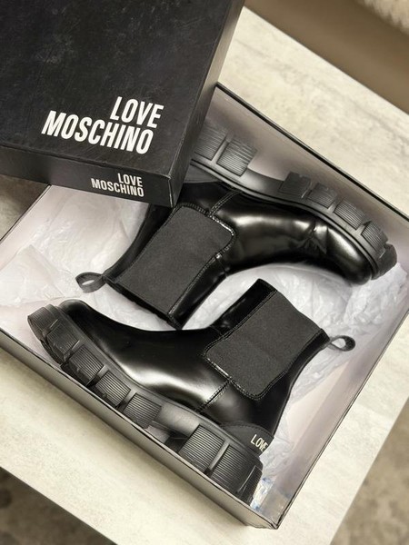 Women Love Moschino Boots Black Leather 37.5