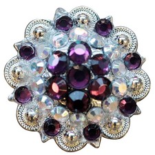 Set Of 32 Hilason 1.5" Amythyst Ab Crystals Berry Concho Headstall Saddle