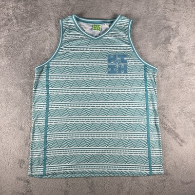 Hawaii's Finest Teal & White Tribal Men s Large Tank Top Shirt Limited Sold Out