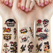 58 Pieces Vintage Temporary Tattoo, Old 10 6cm/3.93 2.35 Inch, Multicolor