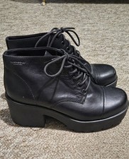 Vagabond Shoemakers Lace Up Boots Platform Shoes Heels Black leather size 6