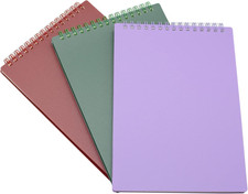 Top Bound Spiral Notebook, 3 Pcs 3 Color A5 Size Thick Plastic Hardcover Grid Pa