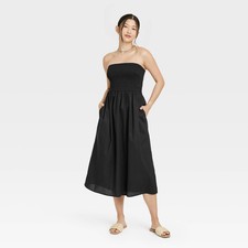 Womens Strapless Smocked Tube Sundress - A New Day Black M