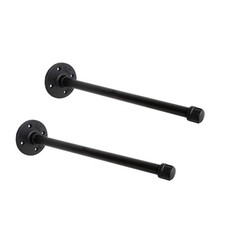 1/2" Black Pipe Shelf Brackets Rustic Wall Mount DIY Floating 12" Set of 2