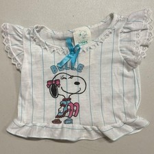Vintage Snoopy Belle Toddler Pajama Top Size 2T Happy People Peanuts Lace Trim