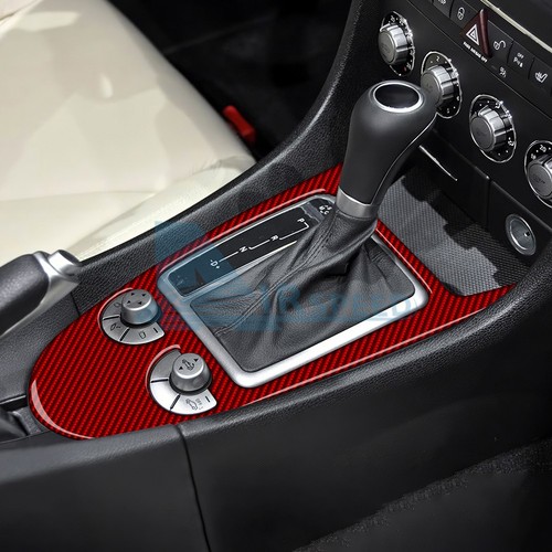 For Mercedes Benz SLK 2004-2010 Car Center Control Shift Trim Red Carbon Fiber - Picture 3 of 9