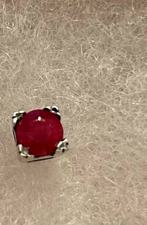 Single Red Ceylon Ruby Stud Earring Solid 925 Ste… - image 6
