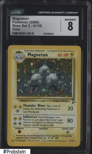 2000 Pokemon Base Set 2 #9/130 Magneton Holo CGC 8 NM-MT