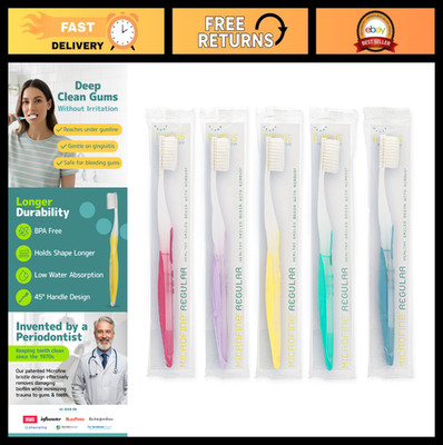 Extra Soft Toothbrushes for Sensitive Teeth, Tapered Bristles, 5 Pack, Colors Va