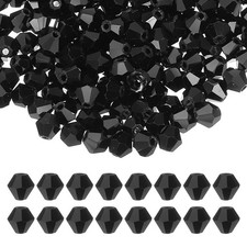 6mm Bicone Crystal Beads, 200 Pcs Glass Faceted Spacer Bead, Black