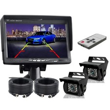 7" Monitor 2x Rear View Backup Camera 4PIN System For RV Truck Heavy Equipment