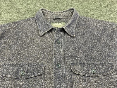 Cabela's Heavyweight Flannel Chamois Shirt Mens L Large Pockets Button Blue
