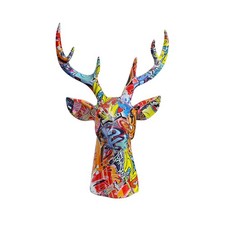 Decorative Ornament Colorful Resin Deer Head for Living Room, Bedroom, and Study