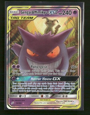 2019 Pokemon Sun Moon Team Up Gengar Mimikyu GX Full Art #53/181 NM