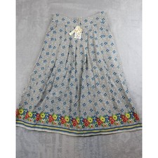 Seasalt Cornwall Prussia Cove Skirt UK 8 Grey Floral Border Cotton BNWT Pleated