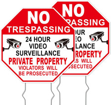 NO Trespassing Signs Private Property Video Surveillance Sign, 2-Pack 10"X10" Do