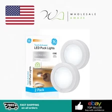 GE Touch Activated LED Puck Lights, 20 Lumens, White, 25434