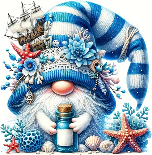 Gnome Drift Bottle Diamond Art Kits for Adults, 5D Diamond Painting Kits for Adu