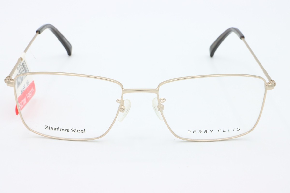 Perry Ellis Pe 437-2 Gold Authentic Eyeglasses 54-17-140 Perry Ellis Eyeglasses Frames PE 437-2 54-17-140 Gold Metal  main image 3
