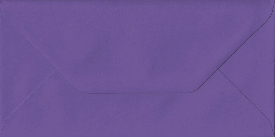 COLOUR CRAFT DIRECT Intense Purple 110mm x 220mm Gummed 135gsm Luxury DL Coloured Envelopes
