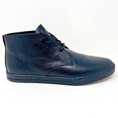 Clae Strayhorn Leather Black Tumbled Leather Black Mens Mid Casual Sneakers