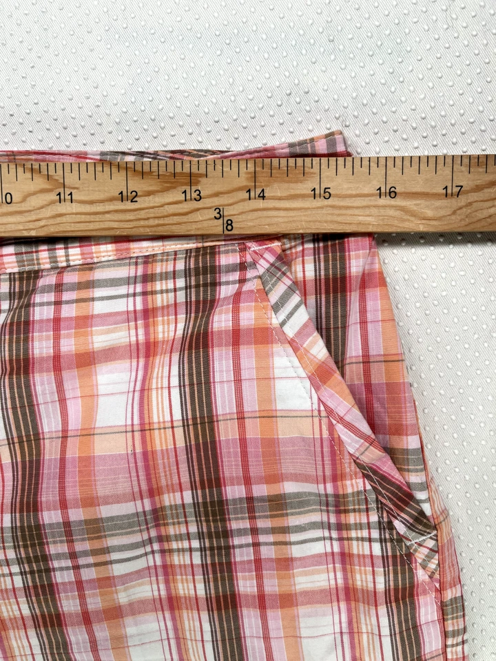 Izod Women's Stretch Perform X Plaid Golf Bermuda Shorts Pink & Brown Size 4 - Image 4 of 4