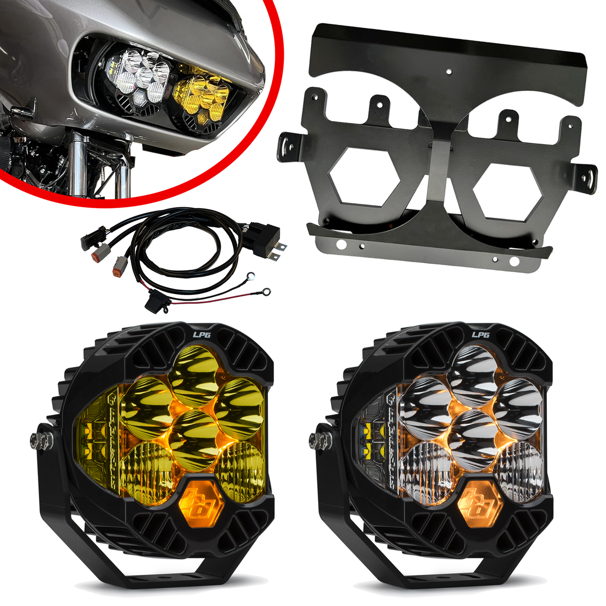 Baja Designs LP6 Pro Headlight Kit For 2015-2023 Harley Road Glide