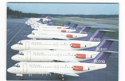 Postcard Airline AIR BOTNIA Fokker F28 and Saab 340 SE-DGU CC10.