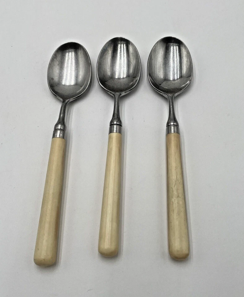 3 cucharas soperas Stanley Roberts SPECTRUM marfil cubiertos de acero inoxidable Corea Foto 2 de 4
