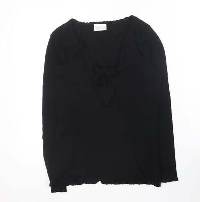 Off Shoot Damen Pullover schwarz V-Ausschnitt Viskose-Mischung Größe S