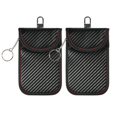 2Pcs Car Key Signal Blocker Case Double-Layer Key Fob Faraday Bag for Auto Parts
