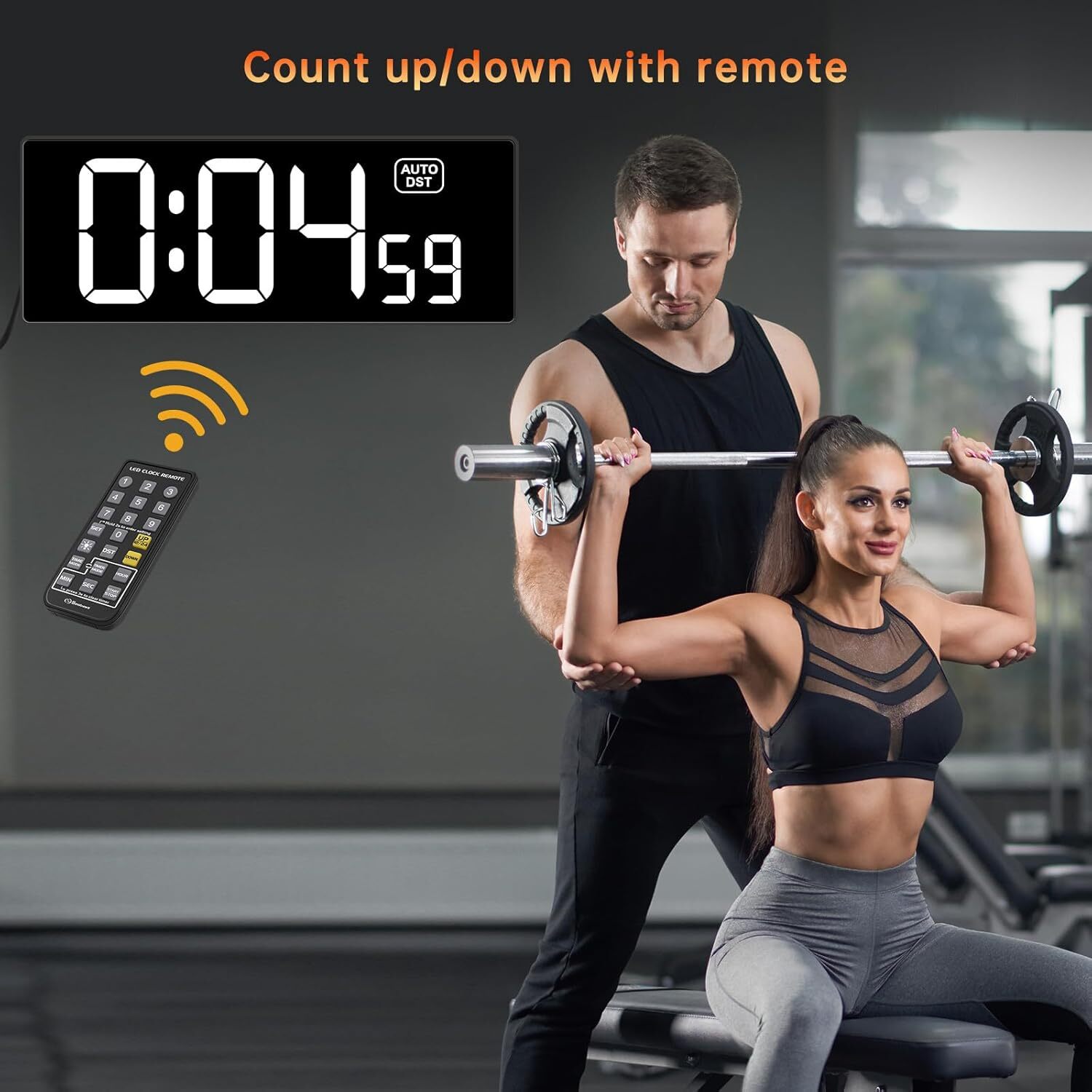 Soobest Digital Wall Clock with Seconds for Gym, Remote Countdown Timer ...