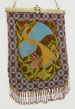 Vintage Micro BEADED PURSE ABSTRACT PEACOCK Design