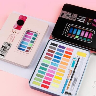 Watercolor Paint Set of 36 Water Colors & Pigment - Pink Set