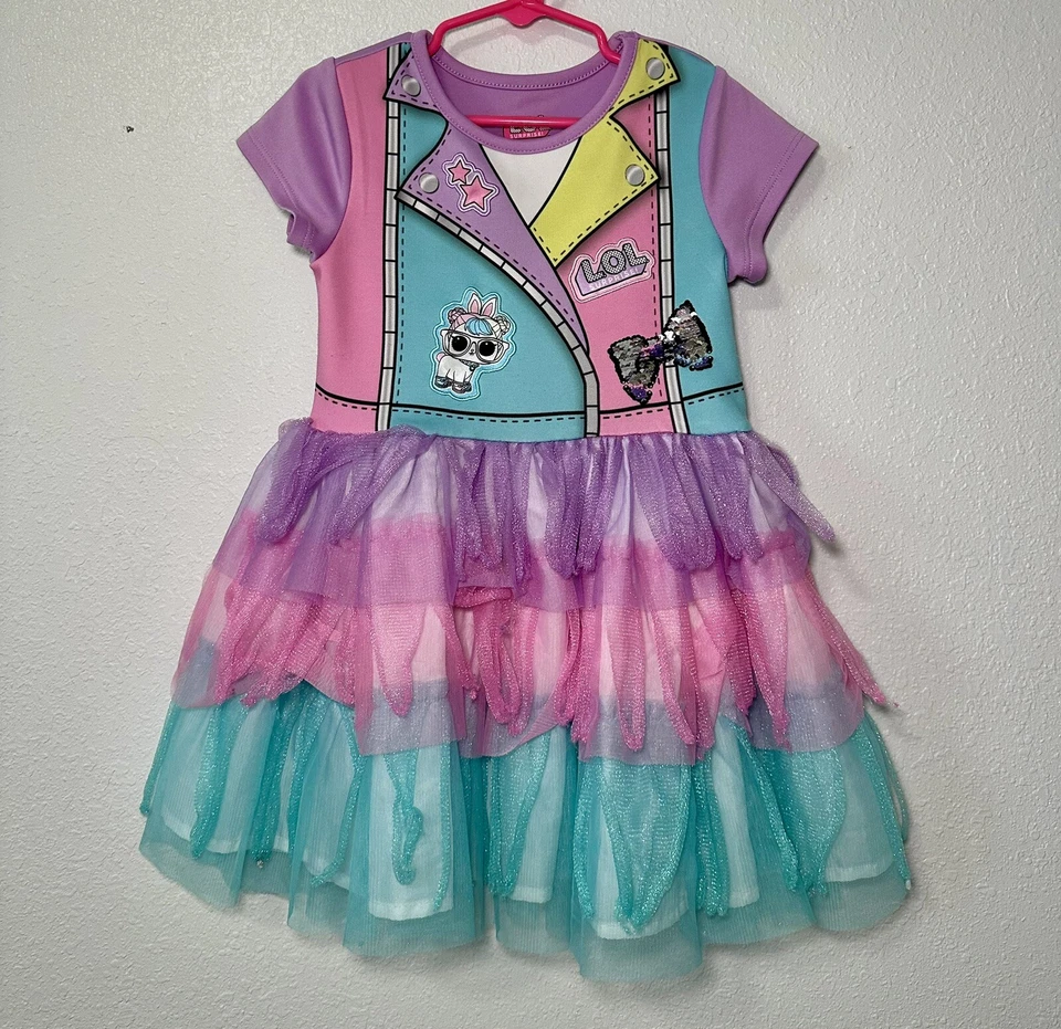 LOL Sorpresa Exclusivo Manga Corta Gráfico Tutú Vestido Cosplay, Tallas 4-5 Foto 2 de 4