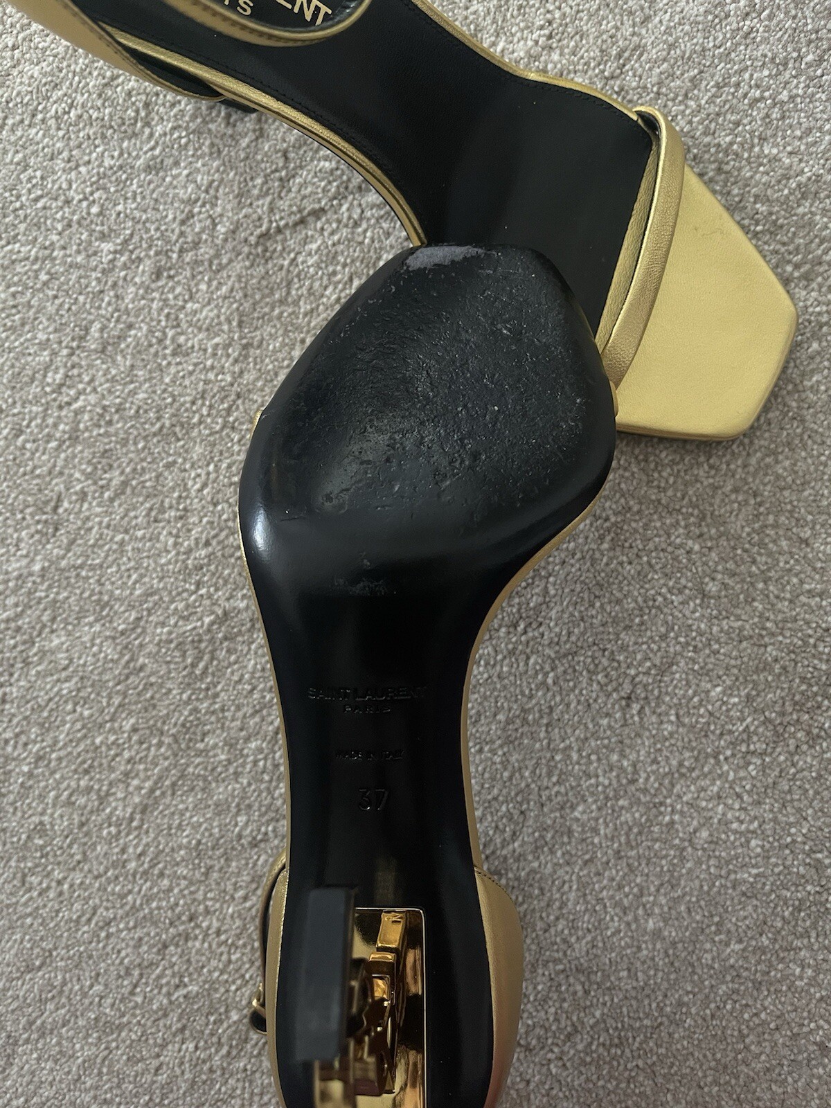 Saint Laurent Opyum tacchi oro in 85 mm misura 37