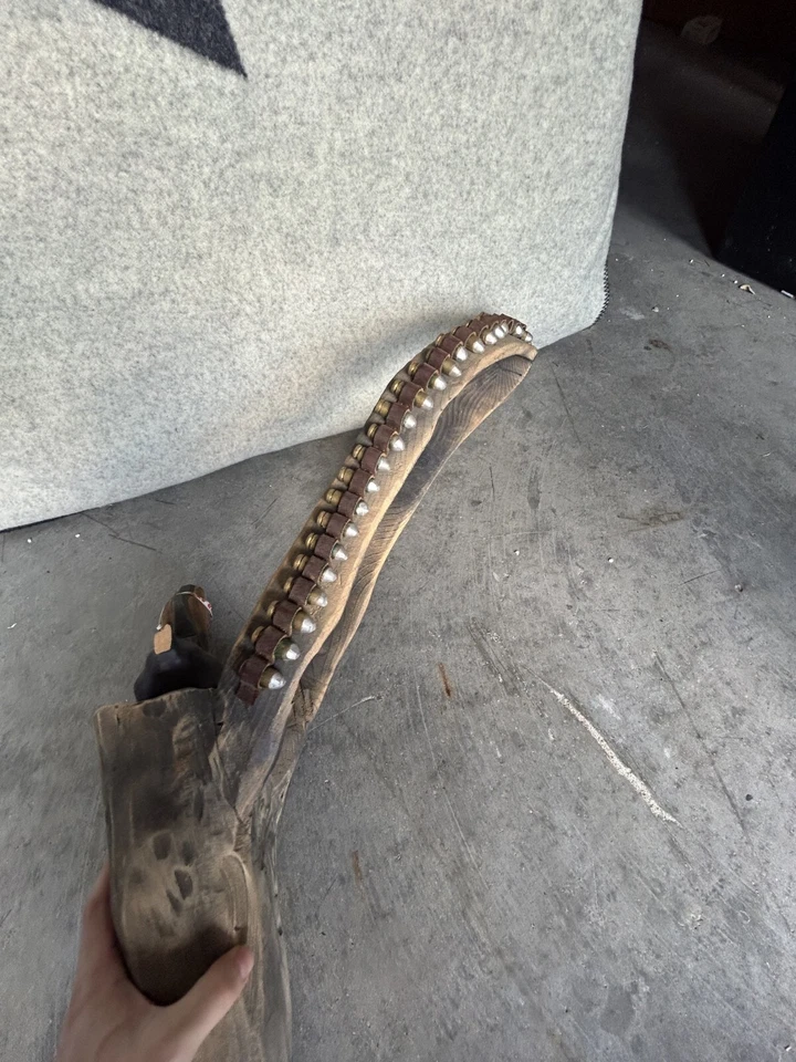 Vintage Handmade Toy Pistol Wood Gun And Holster Man Cave Old Folk Art - Damaged - Image 3 of 4