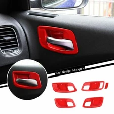 4PCS Interior Door Handle Bowl Decor Trim Cover for Dodge Charger 2011-2023 Red