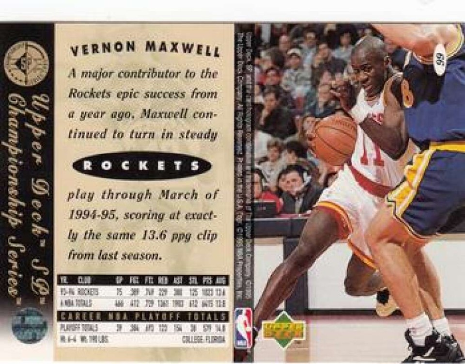 VERNON MAXWELL 1994-95 SP Championship #66 NBA Rockets ID:38933 | eBay