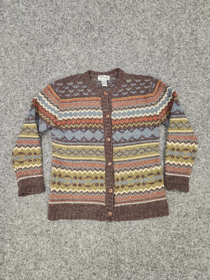 Suéter ALL POINTS Por Punto de Referencia Mujer Mediano Fair Isle Lana Cárdigan De Colección Foto 2 de 4